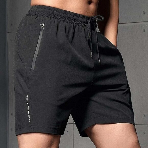 Black Casual Men's Summer Sports Shorts - Picture 1 of 5